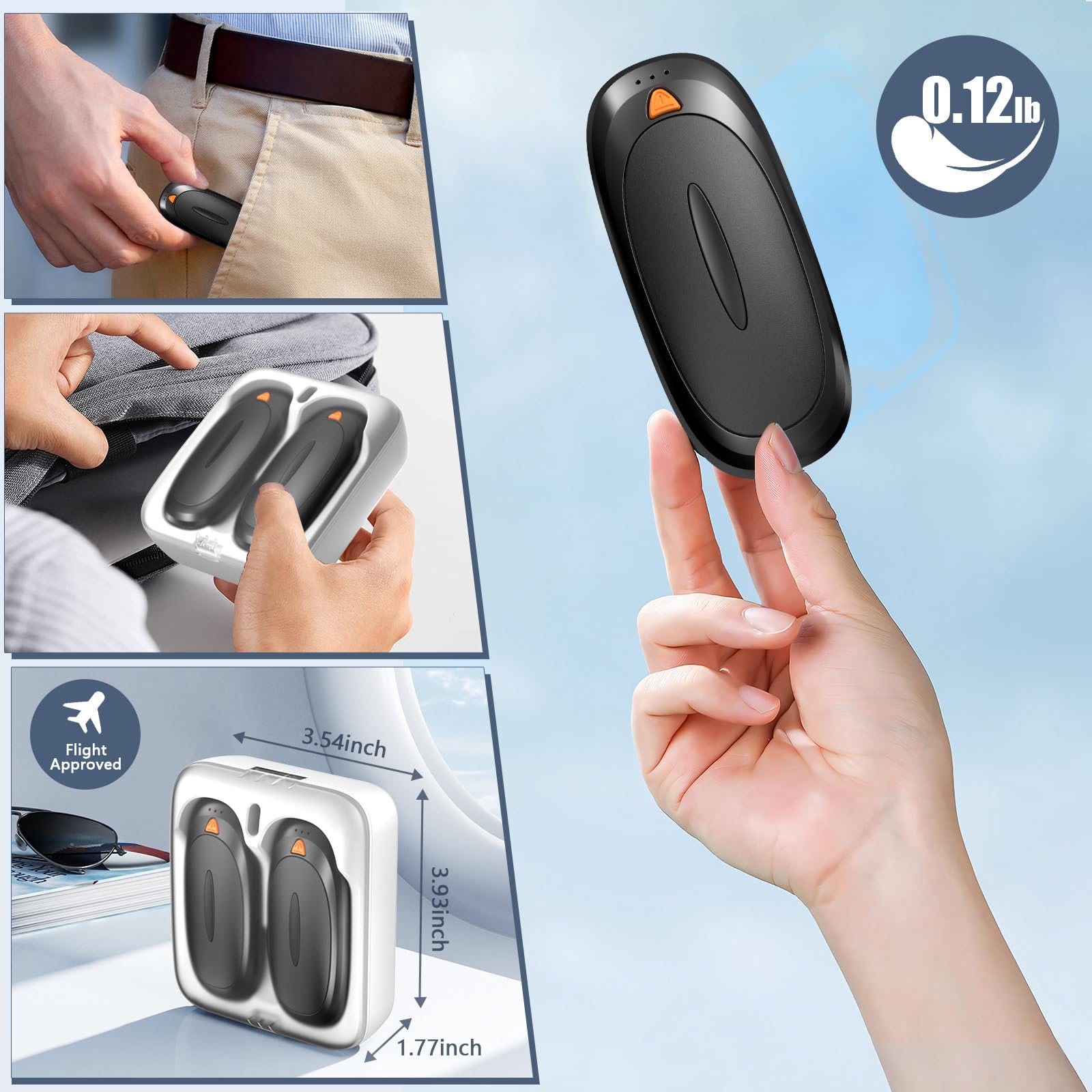 Scaldamani Elettrici Ricaricabili - 2 Pezzi Con Custodia Power Bank 14000mAh, 3 Livelli Di Calore - Foto 10