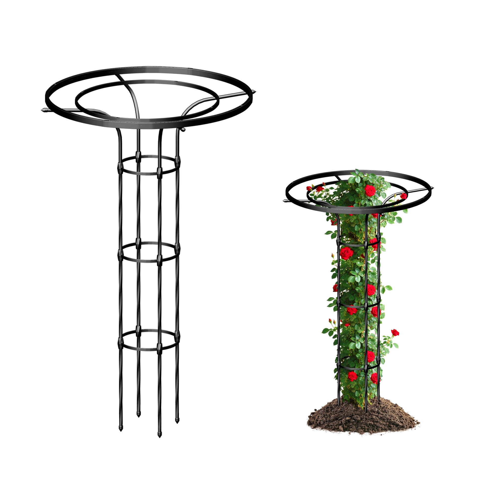 Caroeas Metal Umbrella Garden Trellis 1 Pc, 1.4M Trellis for Climbing Plants with 12mm Thickened Galvanized Steel Tubes, Rust-Resistant Plant Support Frame for Clematis Rose Jasmine