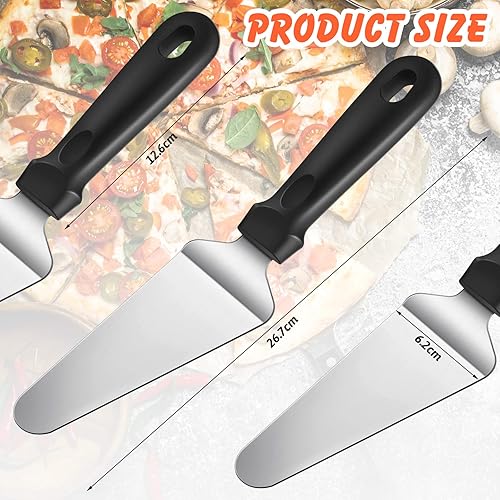 Miniatura 3 de Espátula para pizza, servidor de tartas, de acero inoxidable, antideslizante, fácil de agarrar, para hornear, espada triangular, mango de plástico,