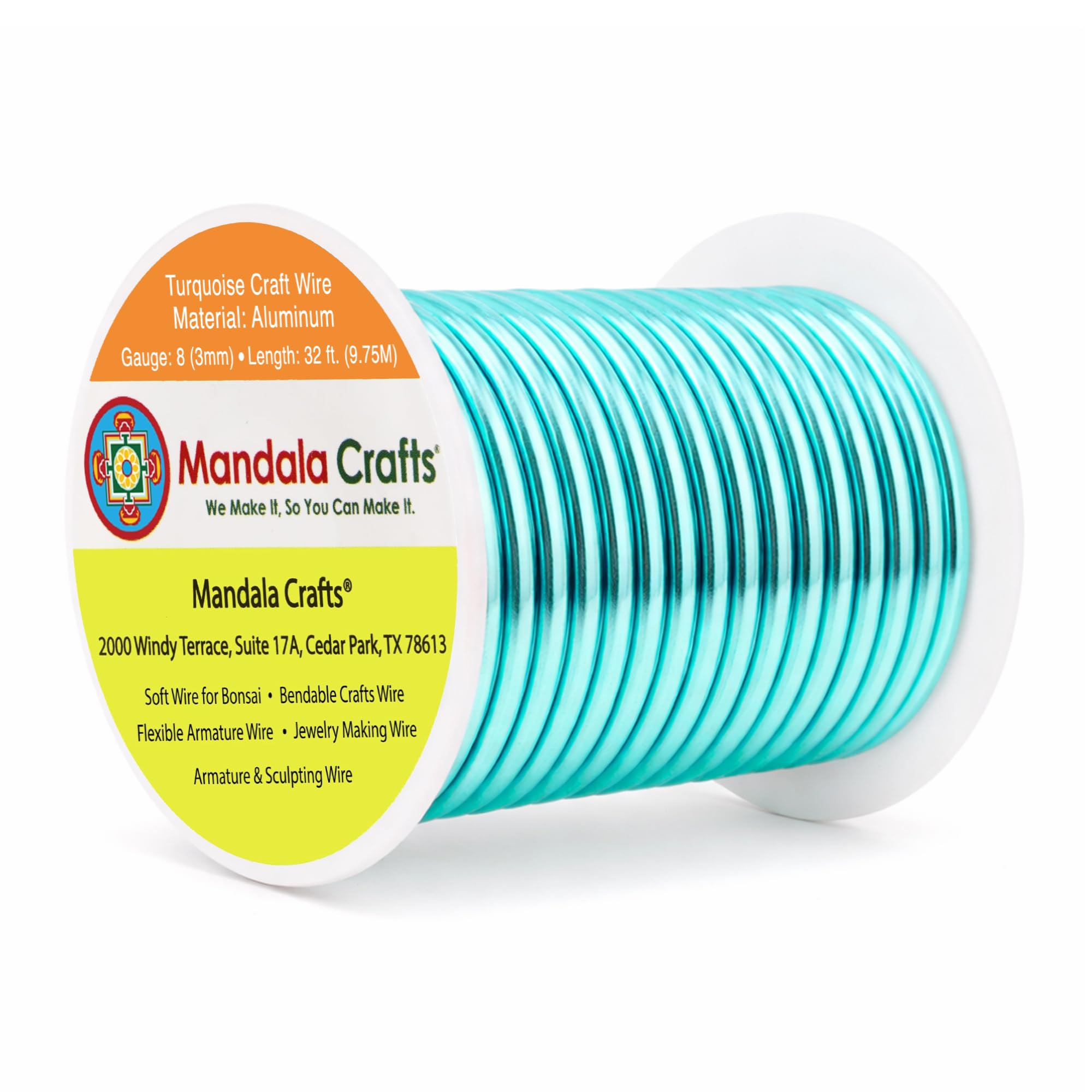 Mandala Crafts 8 Gauge Turquoise Anodized Aluminum Craft Wire, 32 FT