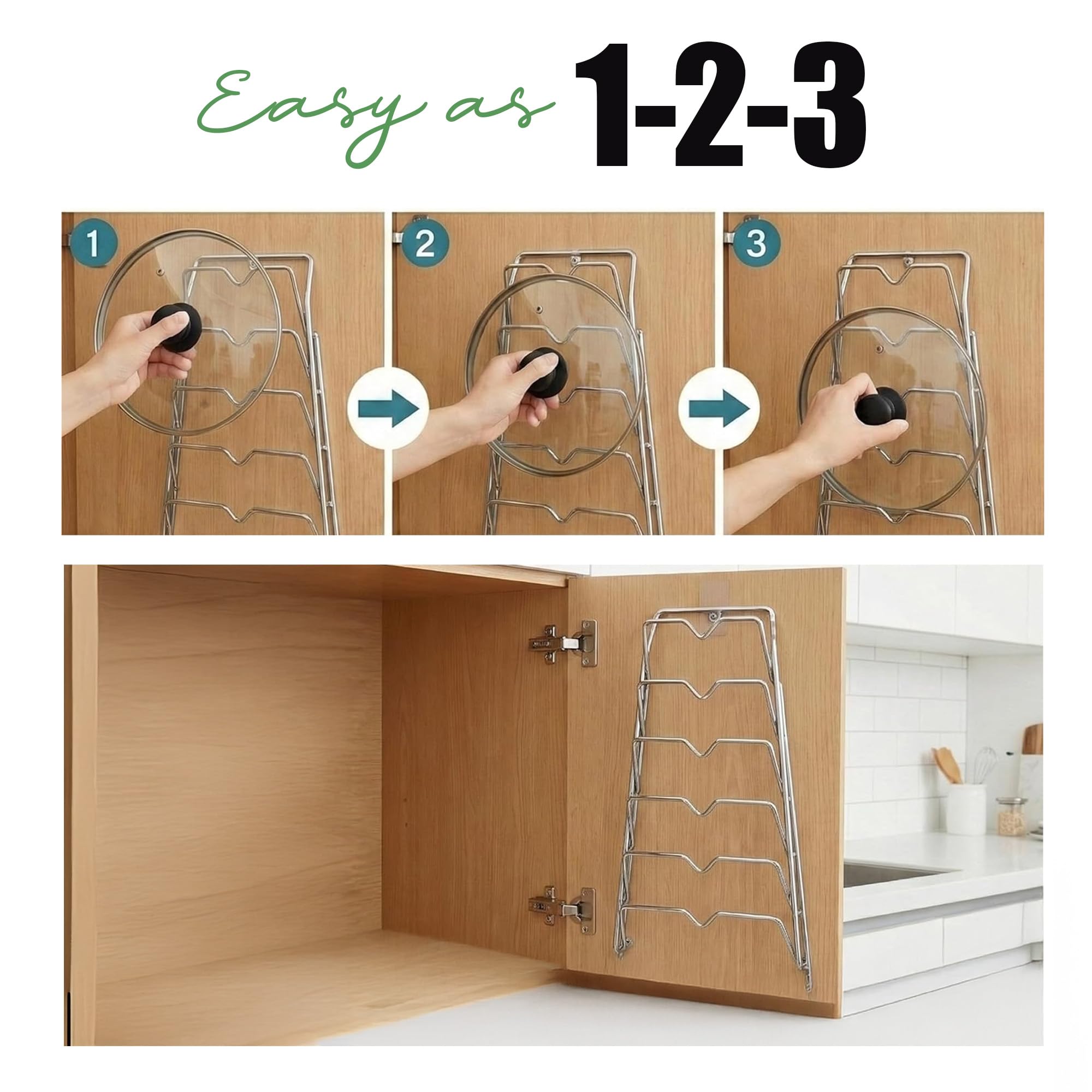 Evelots Étagère de rangement pour 6 couvercles de casseroles