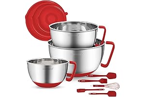 Rorence Stainless Steel Mixing Bowls:The Splendor of Red Nesting Mixing Bowls