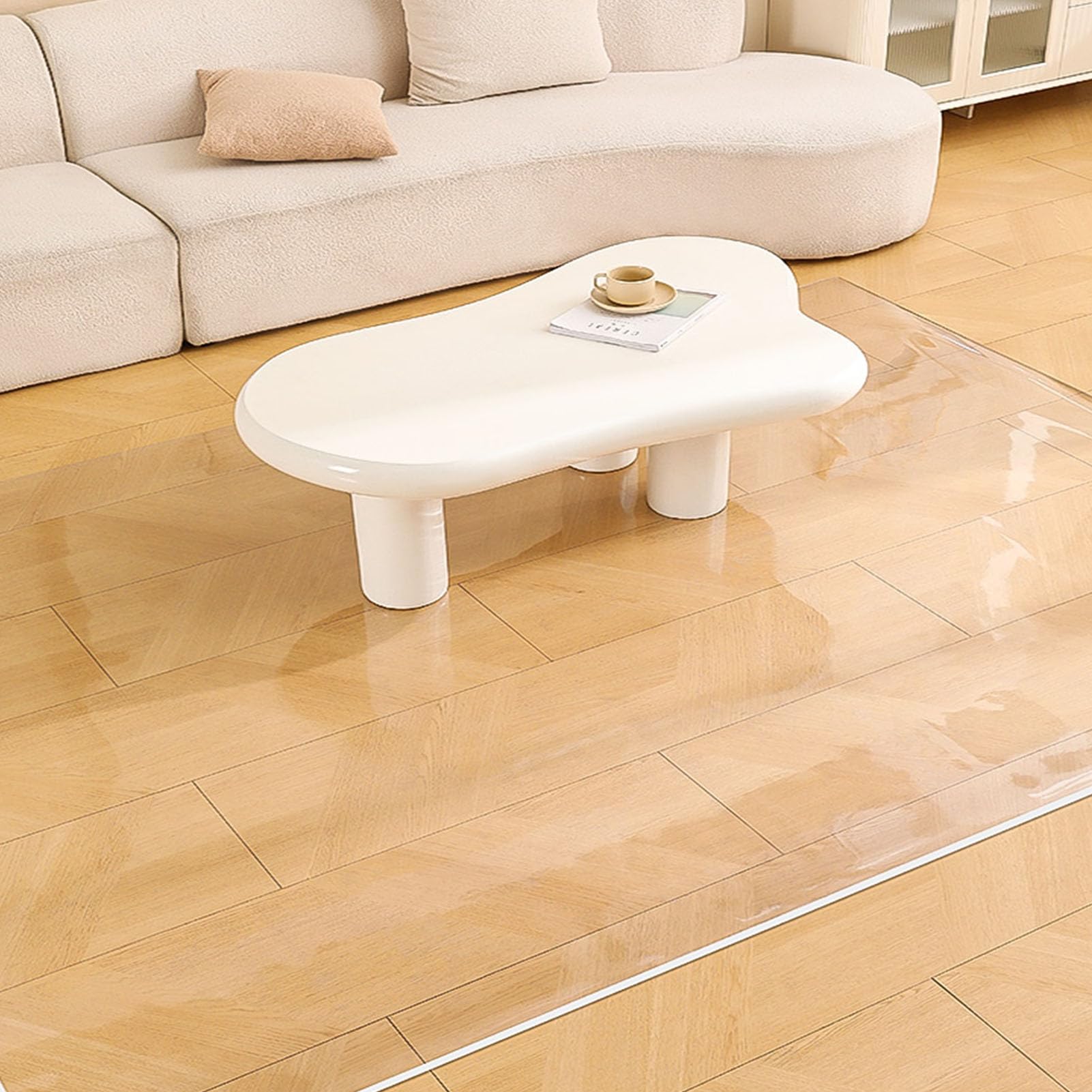 Tappetino protettivo ecologico trasparente in PVC, 130 cm x 280 cm, antigraffio, ideale per casa e ufficio, previene danni ai pavimenti