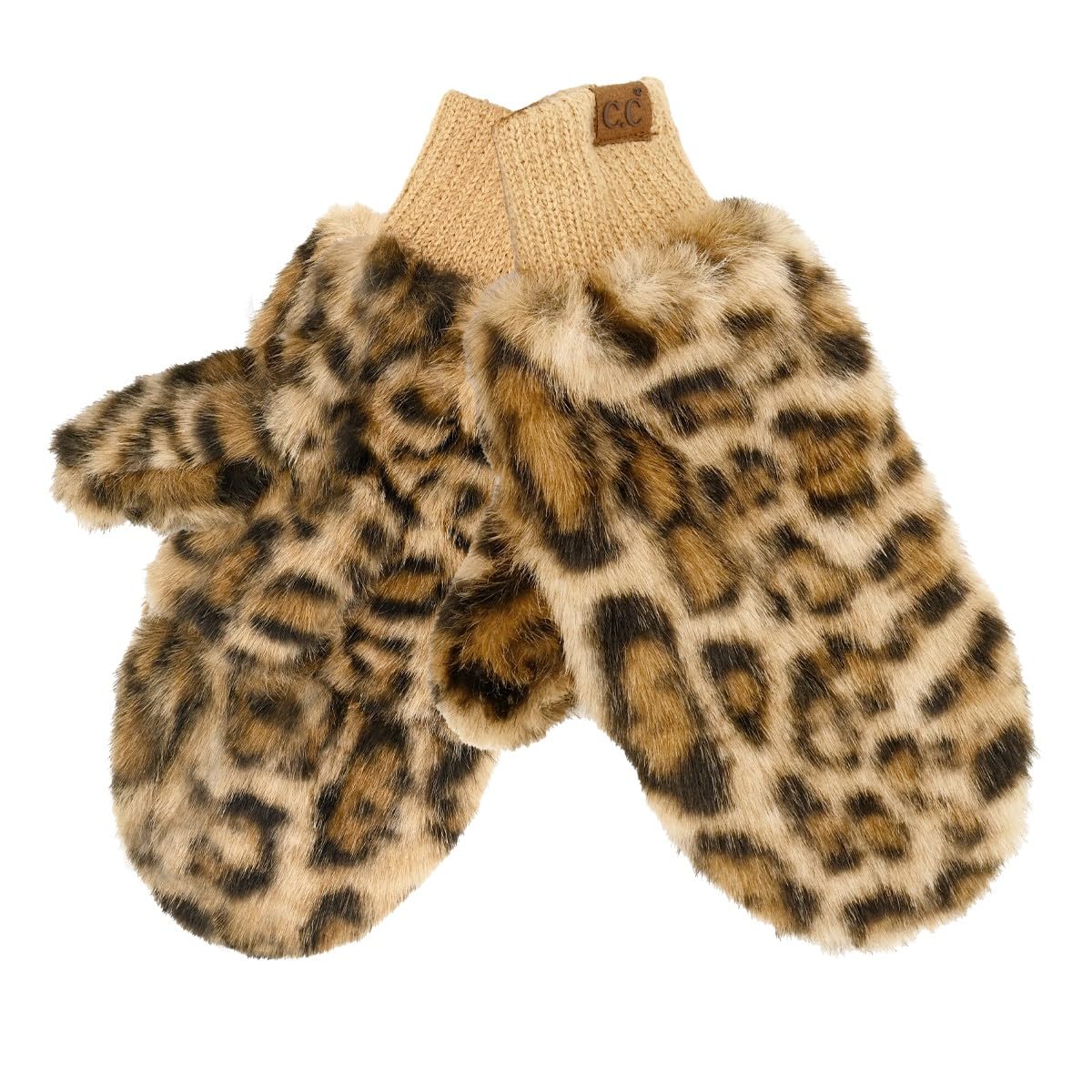 C.C Women's Faux Fur Wrist Length Fingerless Sherpa Lined Convertible Mittens Gloves