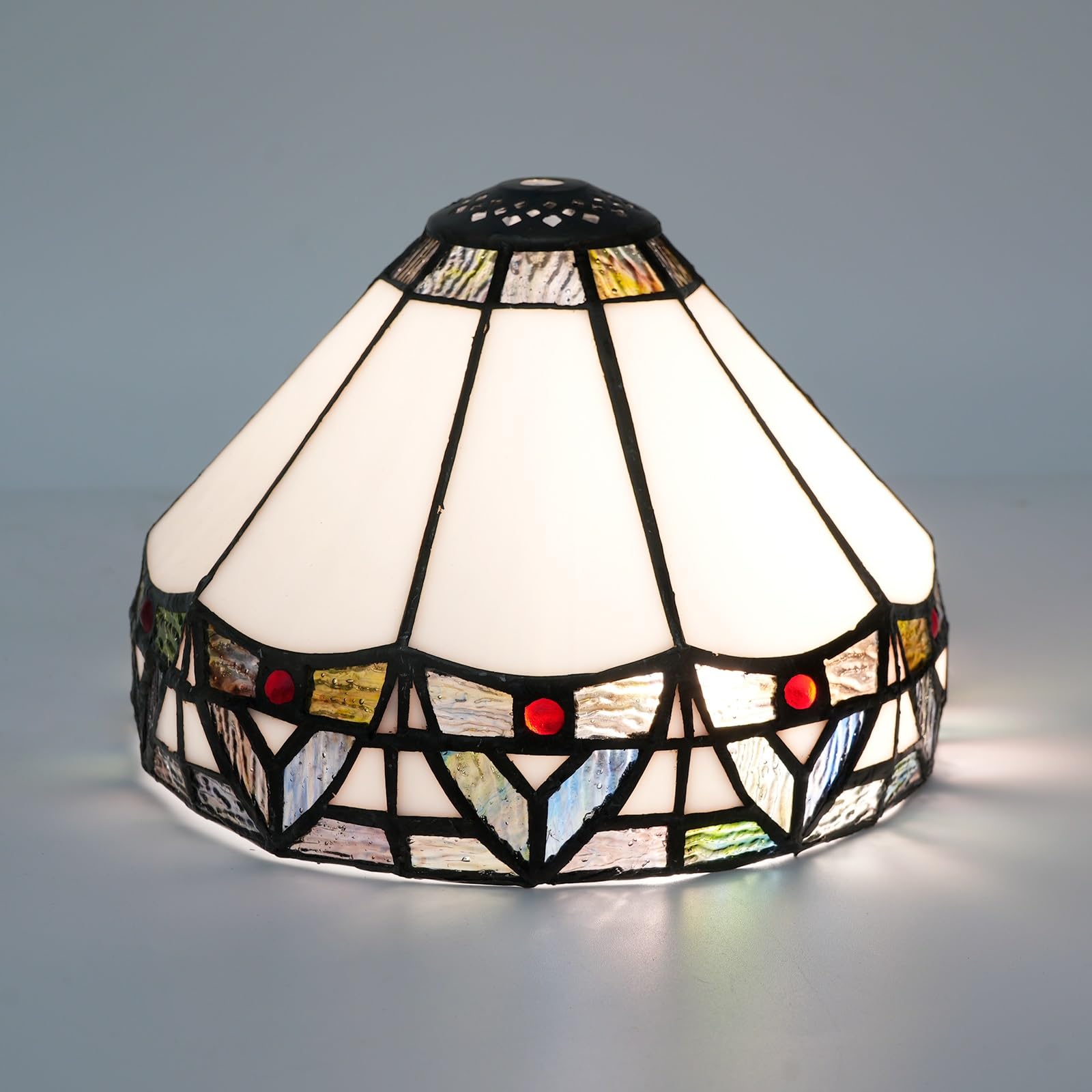 Tiffany Style Lamp Shade Replacement 8 Inch Roman Stained Glass Ceiling Light Shade Handcrafted Dome Small Lampshade for Beside Table Lamps Pendant Lights Chandeliers
