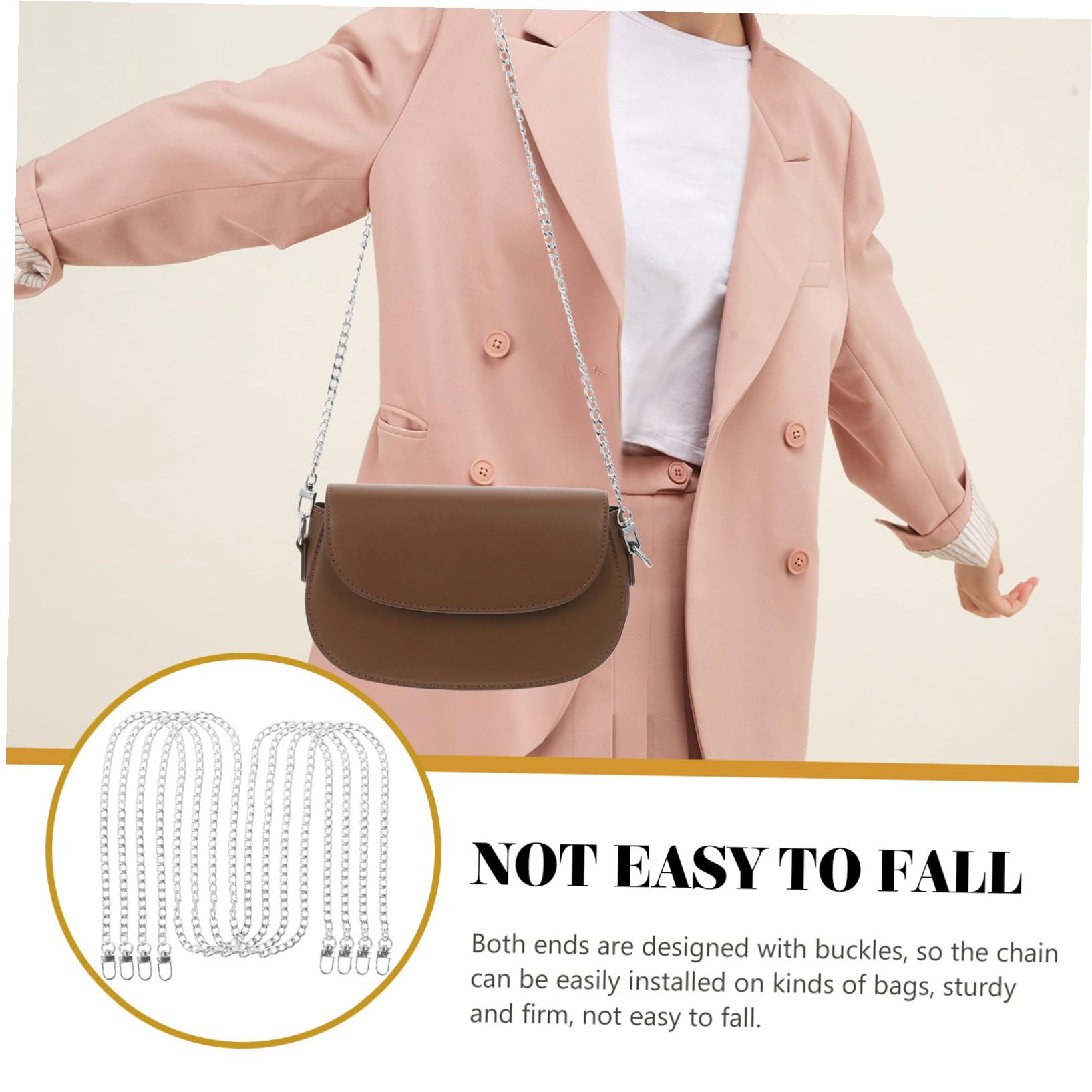 8 Piezas Cadena para Bolso Plana de Metal Correa Desmontable para Bolso Bandolera y Clutch Repuesto Resistente y Elegante para Transformación DIY