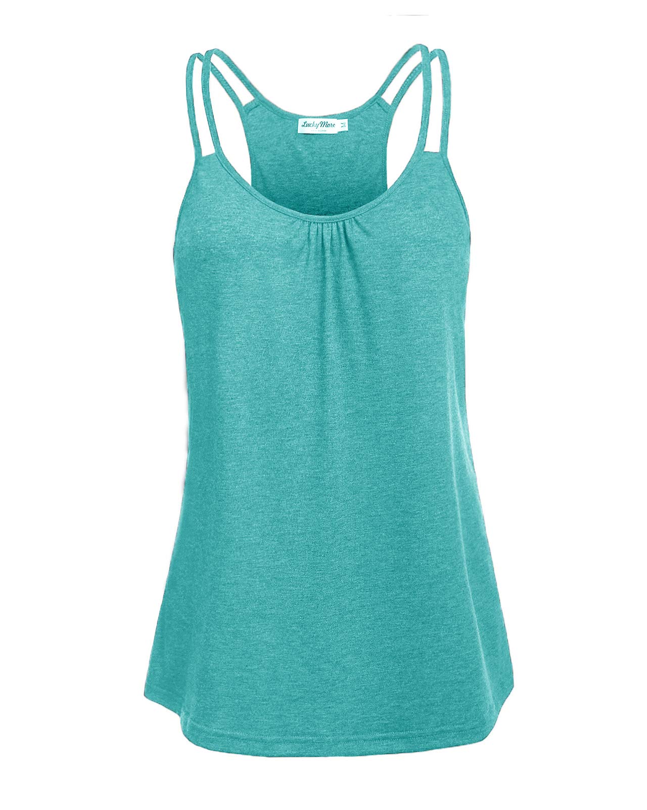 LuckyMoreWomens Scoop Neck Tank Tops Sleeveless Flowy Shirts Casual Summer Tunic Tees Green M