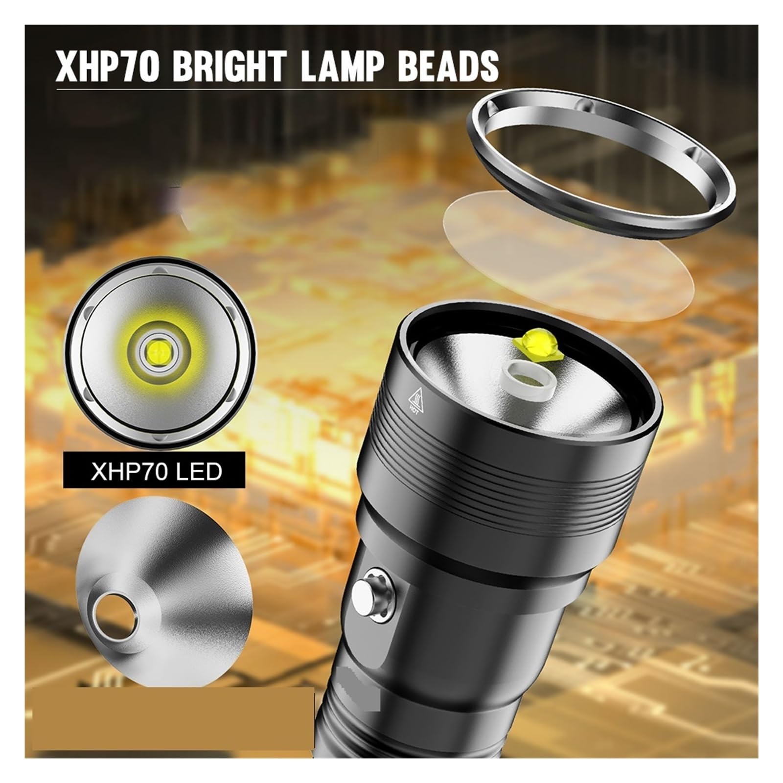 Latarka do nurkowania, DV56 80M Podwodna Latarka Do Nurkowania XHP70 LED Light Przełącznik Magnetyczny IPX8 Wodoodporna Latarnia 30W Lampa Zasilająca do sportów podwodnych(No battery)