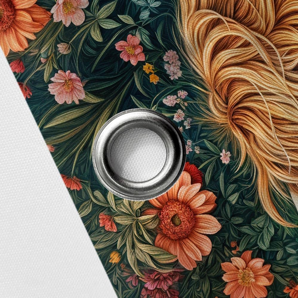 Boho Floral Shower Curtain, Funny Highland Cow Shower Curtains , Rustic Orange Hued Vintage Flower Blossom Bathroom Curtain, Bohemian Abstract Waterproof Fabric Bath Accessories with Hooks, 70X75IN