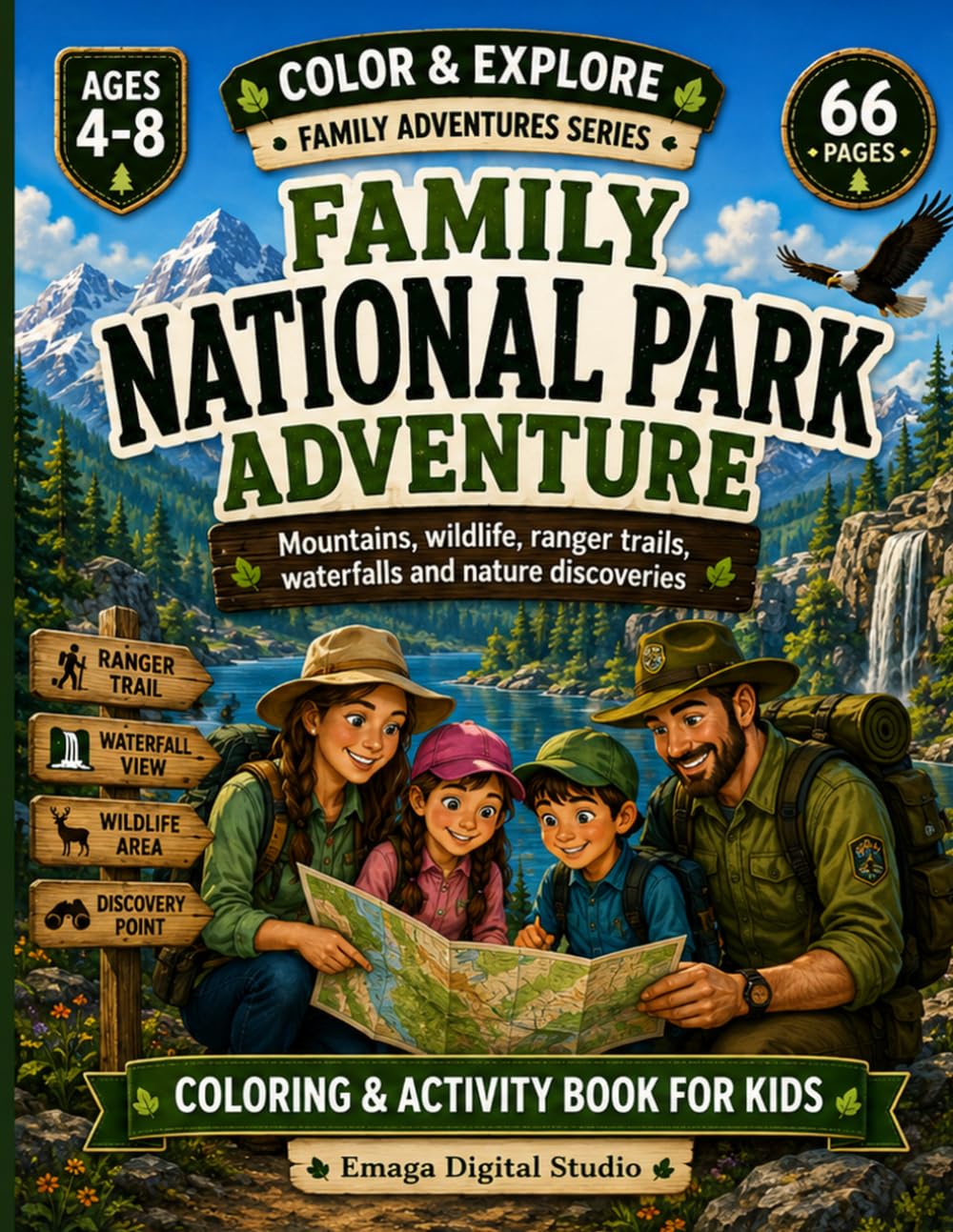 Family National Park Adventure: Mountains, wildlife, ranger trails, waterfalls and nature discoveries (Color & Explore Family Adventures Series)