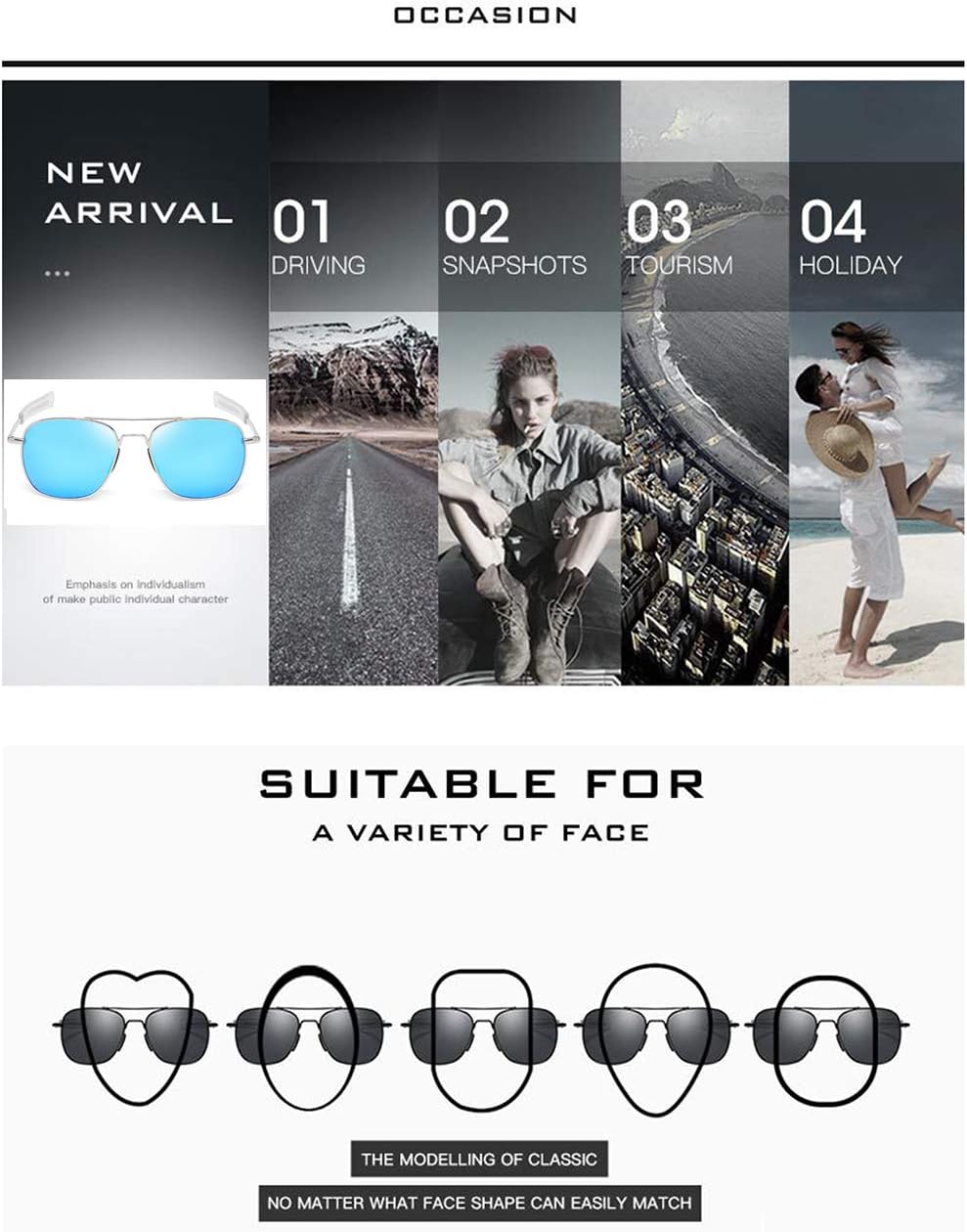 Men's Aviator Sunglasses American Army Military Pilot Polarized Sunglasses Bayonet Temples