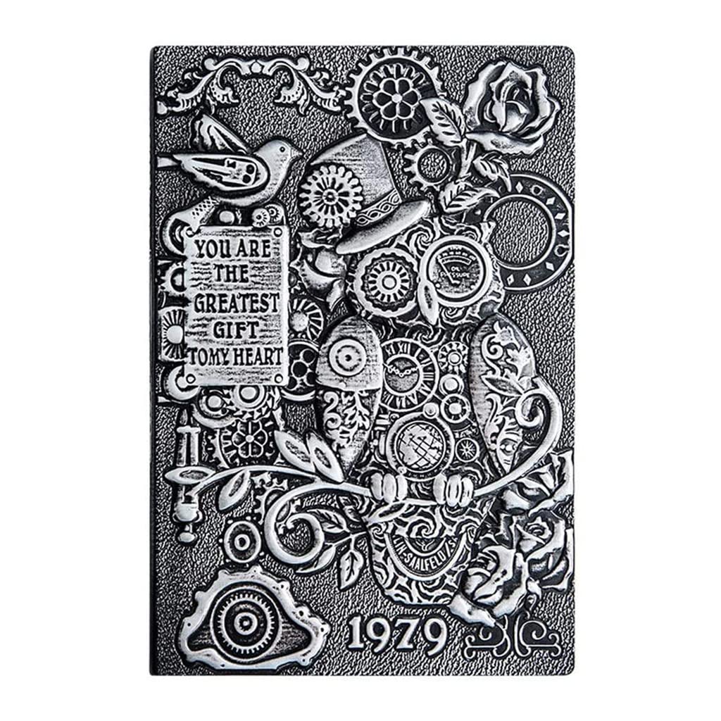 POCHY Cuadernos hermoso Cuaderno A5 Retro en relieve de dos colores página interior diario para estudiante viajero escuela hogar Oficina uso Bloc de notas portable
