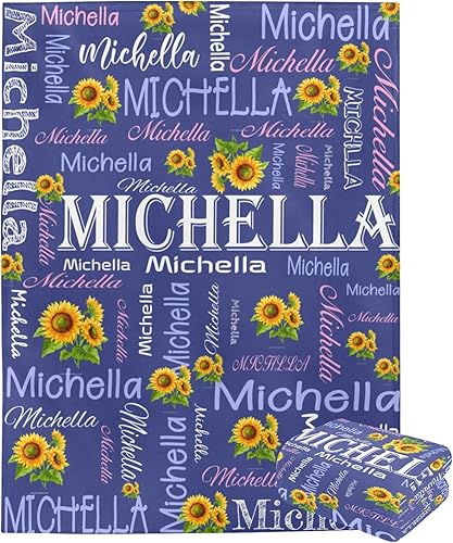 Miniatura 2 de Mantas personalizadas para niños, manta personalizada con nombre, texto, manta personalizada con nombre de girasol para mujeres y adultos, regalos