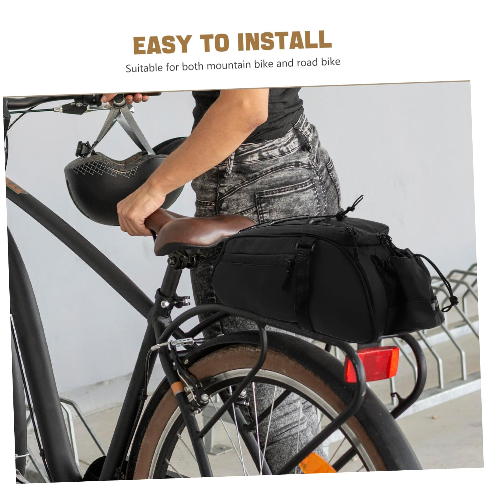 Borsa Posteriore per Bicicletta da Grande capacità per Zaino da Sella e Borsa da Rastrelliera Compatibile con Portapacchi Mountain Bike Antivento e Stabile per Ciclismo e Spesa