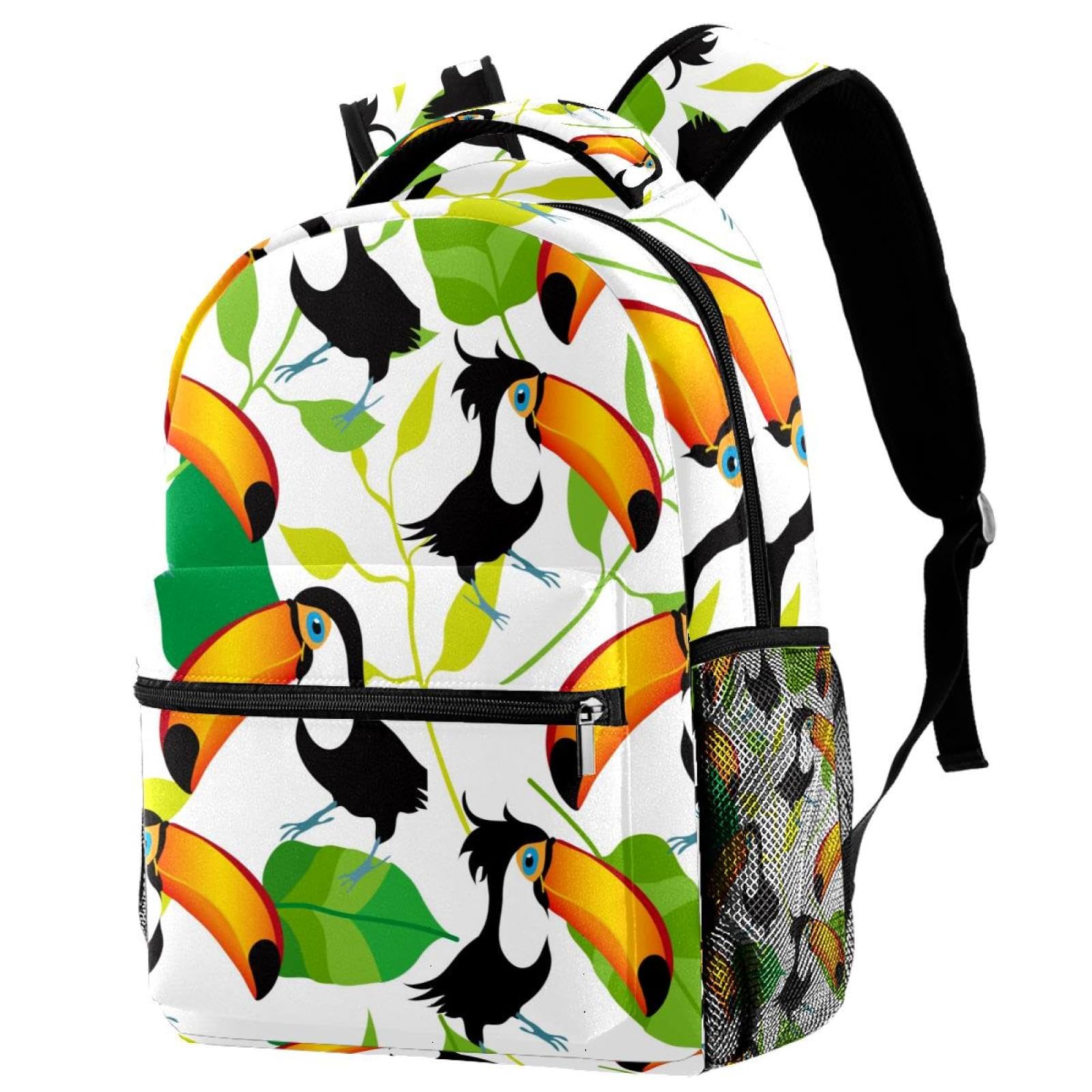 Sac à dos imprimé tropical toucan multicolore résistant 40cm