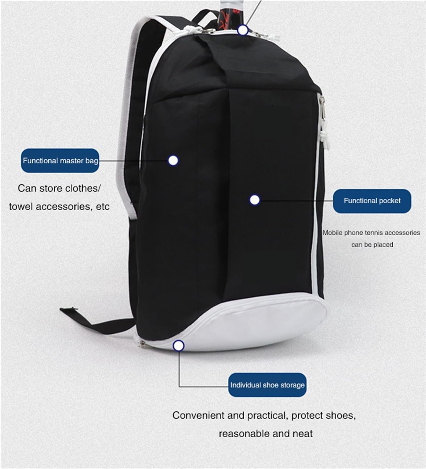 Mochilas para Raquetas De Tenis Bolsa de Tenis 1-2 Raquetas de Tenis Mochila al Aire Libre Gimnasio Tenis bádminton Bolsa Deportiva Mochila Deportiva
