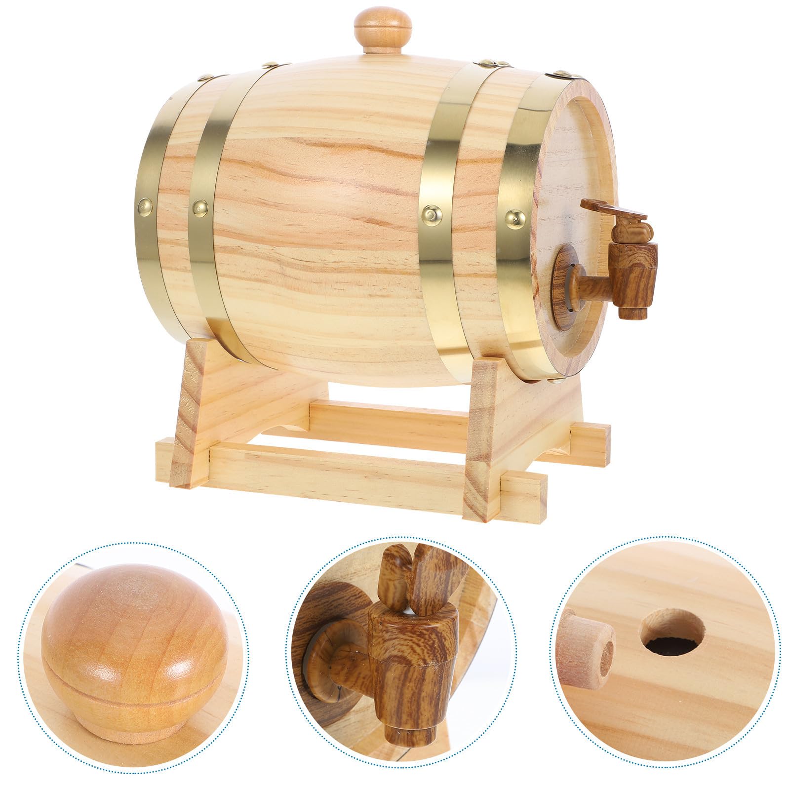 Barril de Madera de 1,5 L para Vino y Cerveza, Uso Doméstico