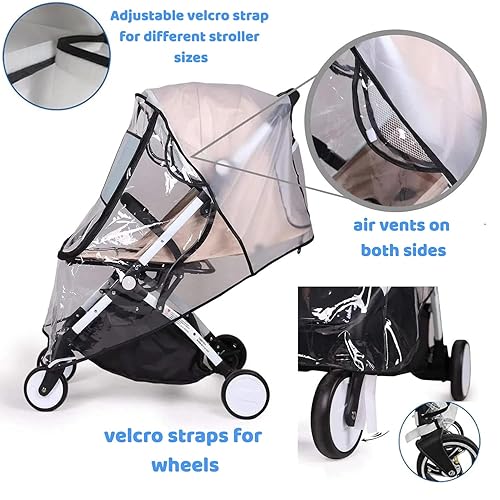 Miniatura 8 de Funda de lluvia para cochecito, cubierta de lluvia para moisés, cubierta de cochecito de invierno, protector universal para viajes, transpirable,