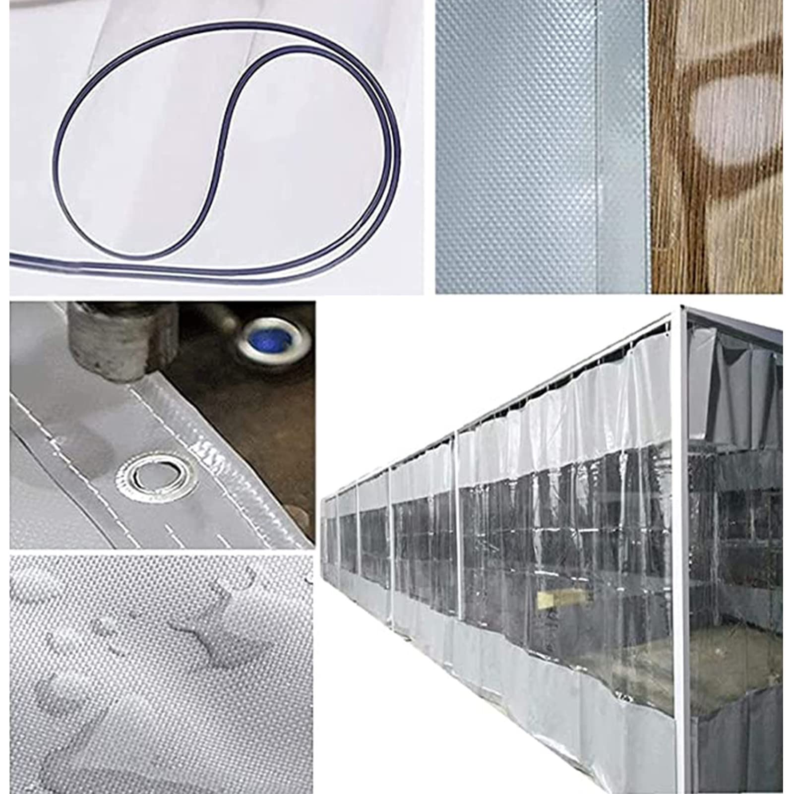 Outdoor Abdeckplane Vorhang mit transparenten Seitenteilen für Pergola Veranda Pavillon und Garten 1,6x2,5m Größe mit Ösen