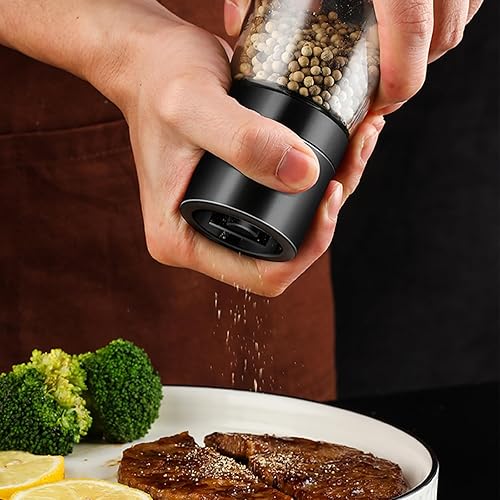 Miniatura 7 de Juego de 4 molinillo de sal y pimienta premium, molinillo de sal recargable, molinillo manual de sal y pimienta, molinillo de sal de cerámica