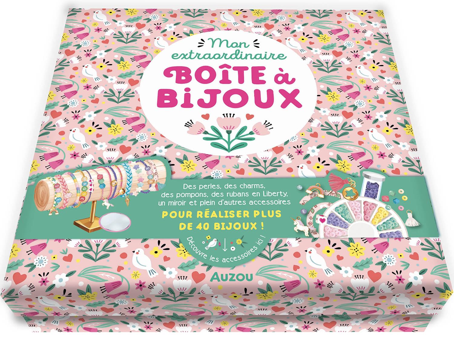 Mon extraordinaire boîte à bijoux: Coffret avec 1 livret, des perles, des charms, des fils et 1 miroir