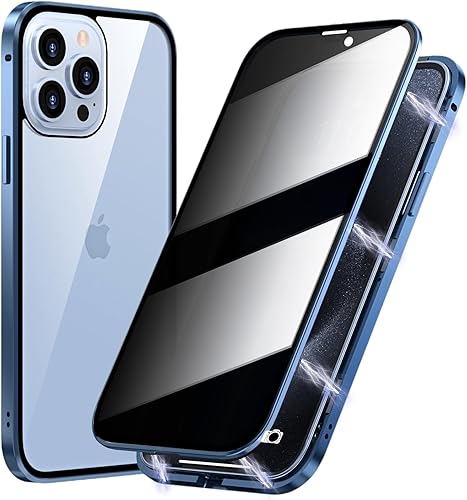 Miniatura 7 de Funda de privacidad magnética de titanio para iPhone 15 Pro Max, absorción magnética antiespías, carcasa de vidrio templado de doble cara, protector