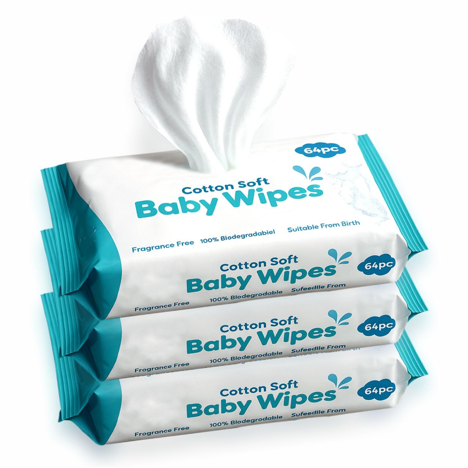 Baby Wipes Newborn Essentials Fragrance Free Soft & Gentle Sensitive Skin Moisturising & Skin Friendly Wet Wipes For Baby Body Cleaning Nappy Liners & Diaper Changes 18cmx15cm (192)