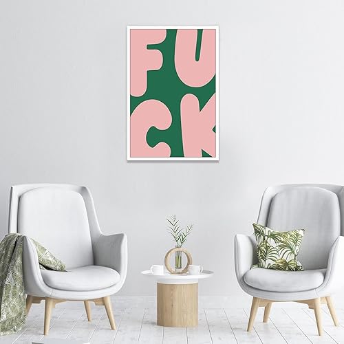 Miniatura 6 de DVBOCS Divertida decoración de pared - F*ck colorida pintura de pared divertida lienzo arte de pared rosa verde retro póster citas y refranes para