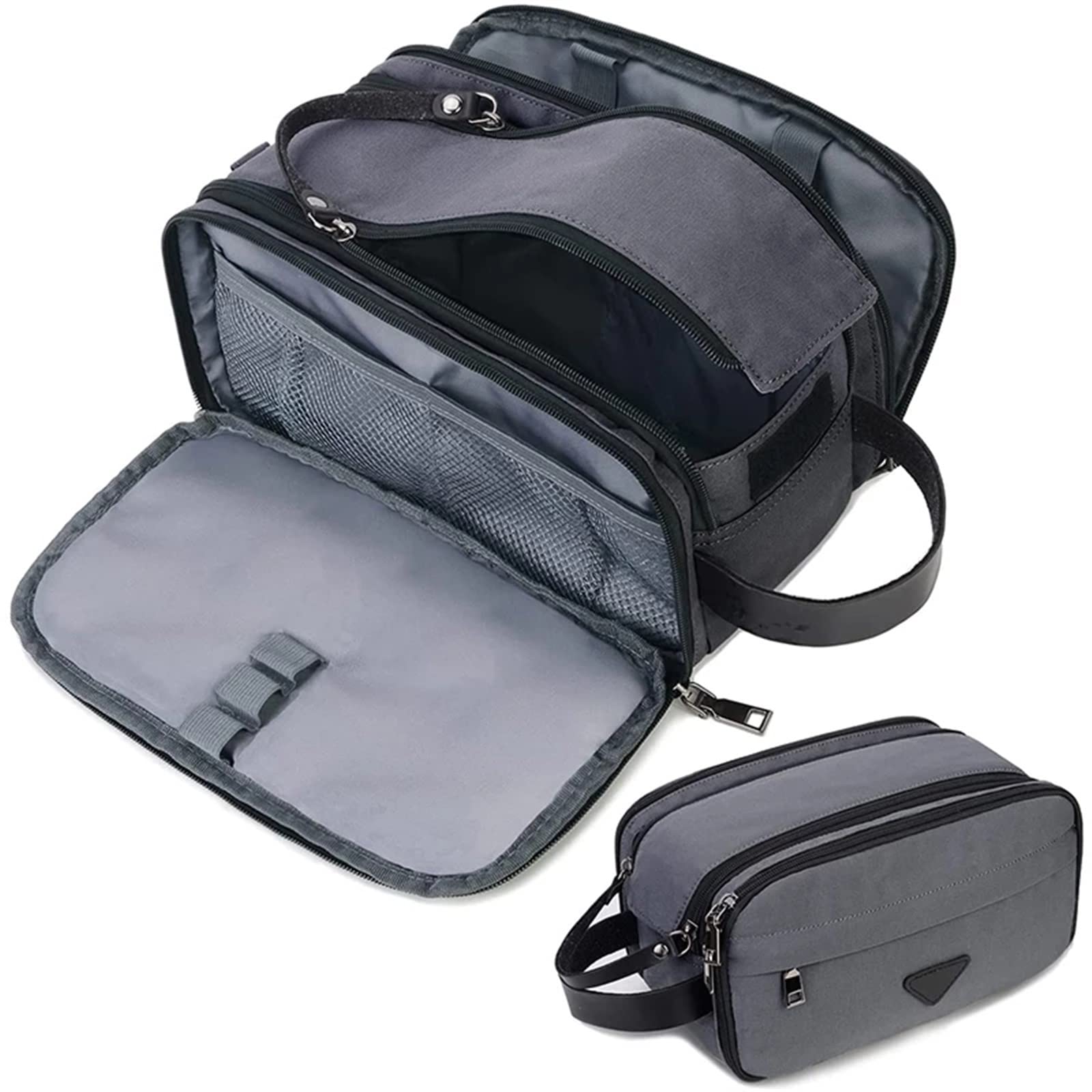 Borsa da toilette da viaggio per lavoro, impermeabile, kit da barba per uomini e donne, per doccia, bagno, trucco, cosmetici, borsa organizer (grigio 1)