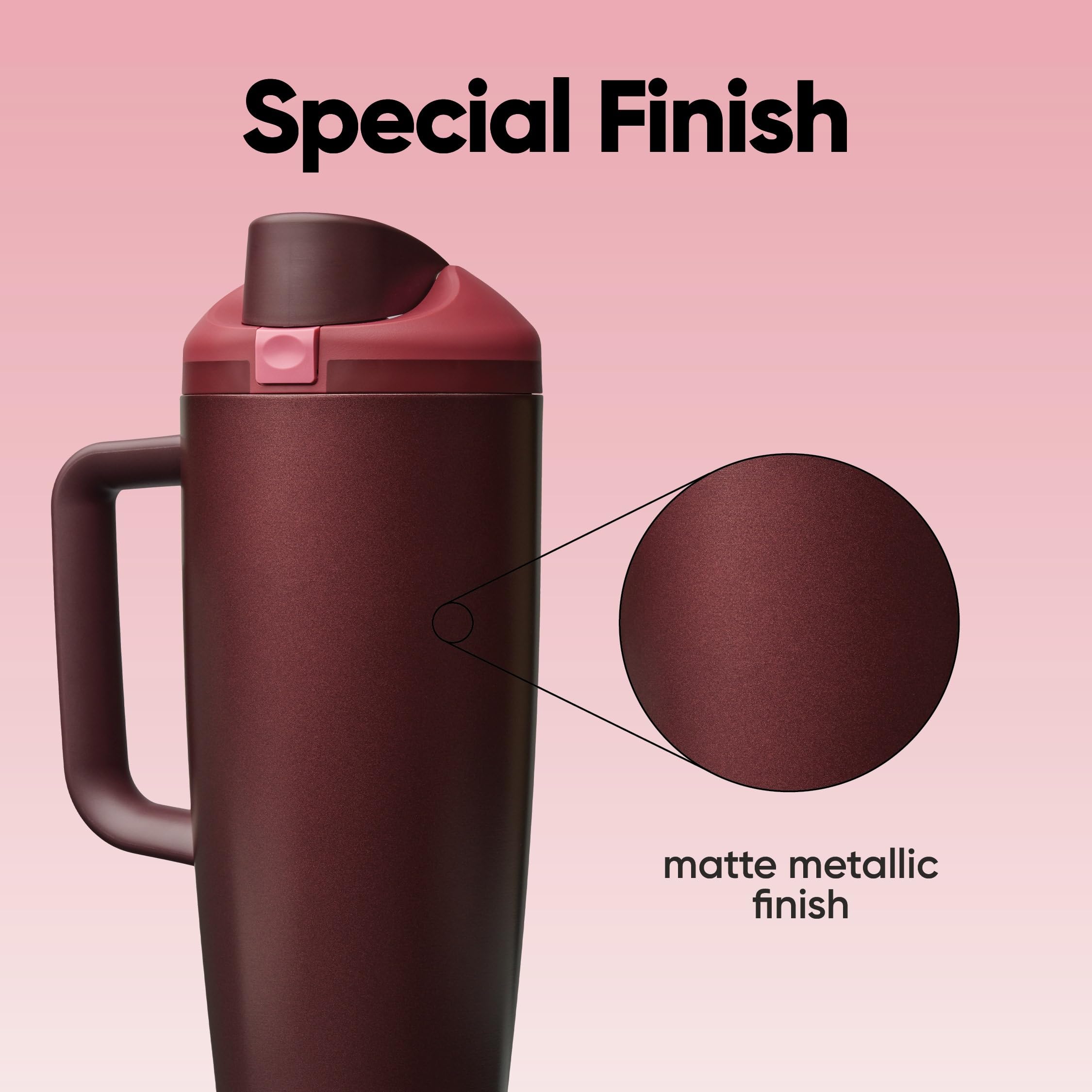 Owala FreeSip Tumbler Edelstahl-Trinkflasche, 890ml, Black Cherry