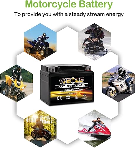 Miniatura 86 de Weize YTZ10S-BS - Batería de motocicleta AGM sellada de alto rendimiento, sin mantenimiento, compatible con Yamaha Honda