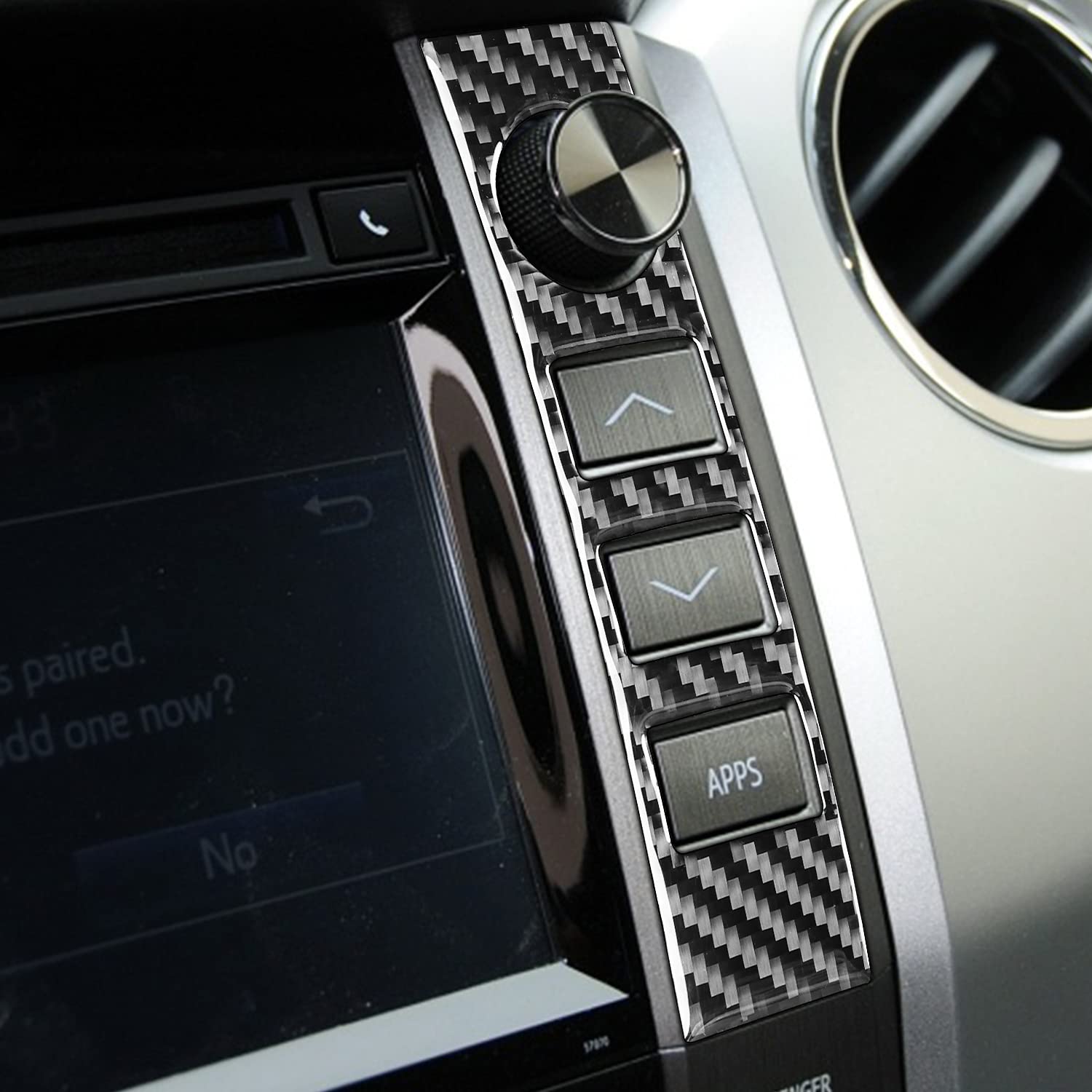 HIGH FLYING 2014-2021 for Toyota Tundra Crewmax, Double Cab Car Interior Audio Volume Switch Decal Stickers Real Carbon Fiber 2pcs (NOT Fit Platinum, TRD Pro)