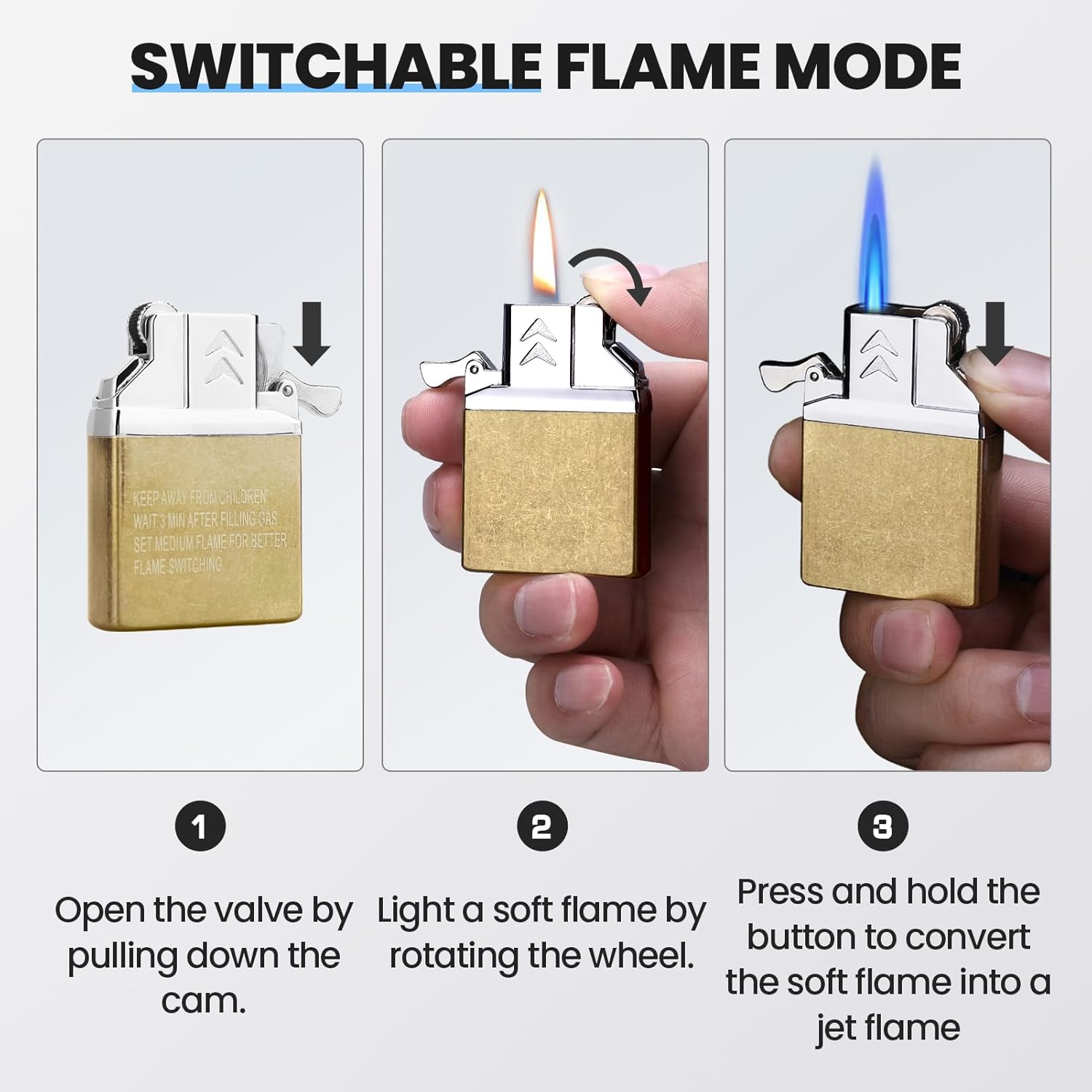 YUSUD Butane Lighter Insert, Butane Refillable Lighters, Dual Torch Jet