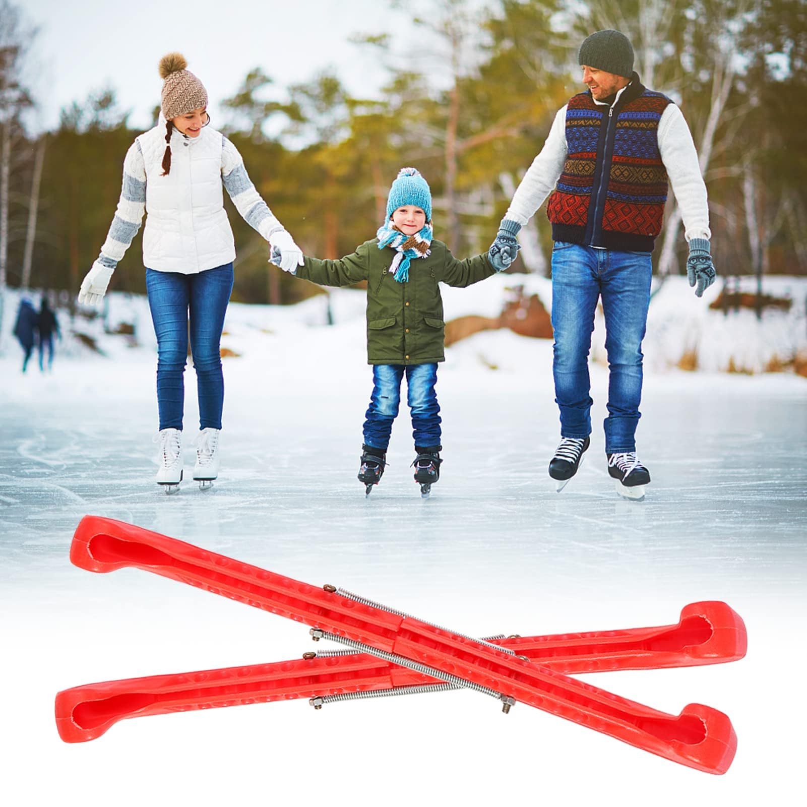 Cyrank 1 Paio di Protezioni per Lame per Hockey su Ghiaccio, Protezioni per Lame per Pattini da Hockey su Ghiaccio Copertura in plastica con Protezione per Pattinaggio su Ghiaccio a Molla