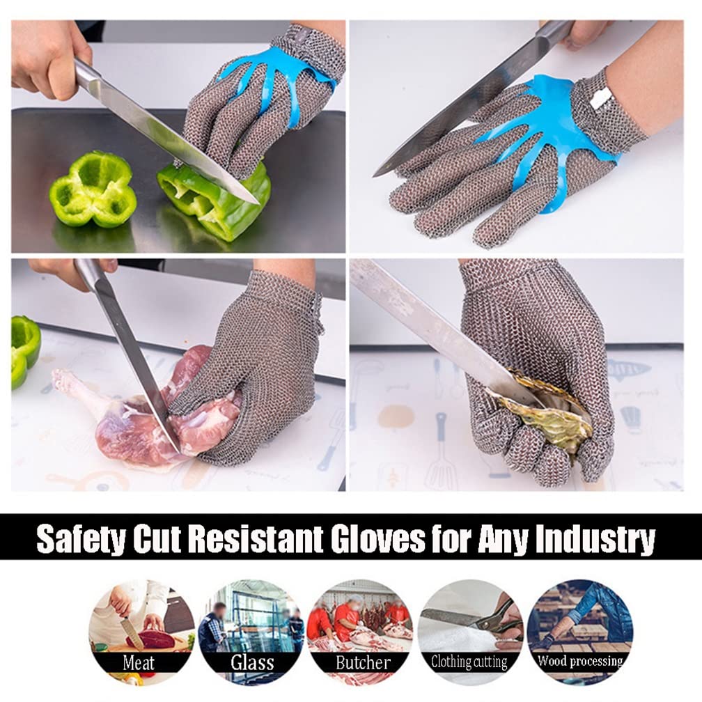 Guantes de trabajo Guantes Anticortes Grado Alimenticio Cocina Carnicero Procesamiento De Carne Guantes Resistentes A Cortes, Protección De Nivel 5 Seguridad (Size : 1 Piece/S)