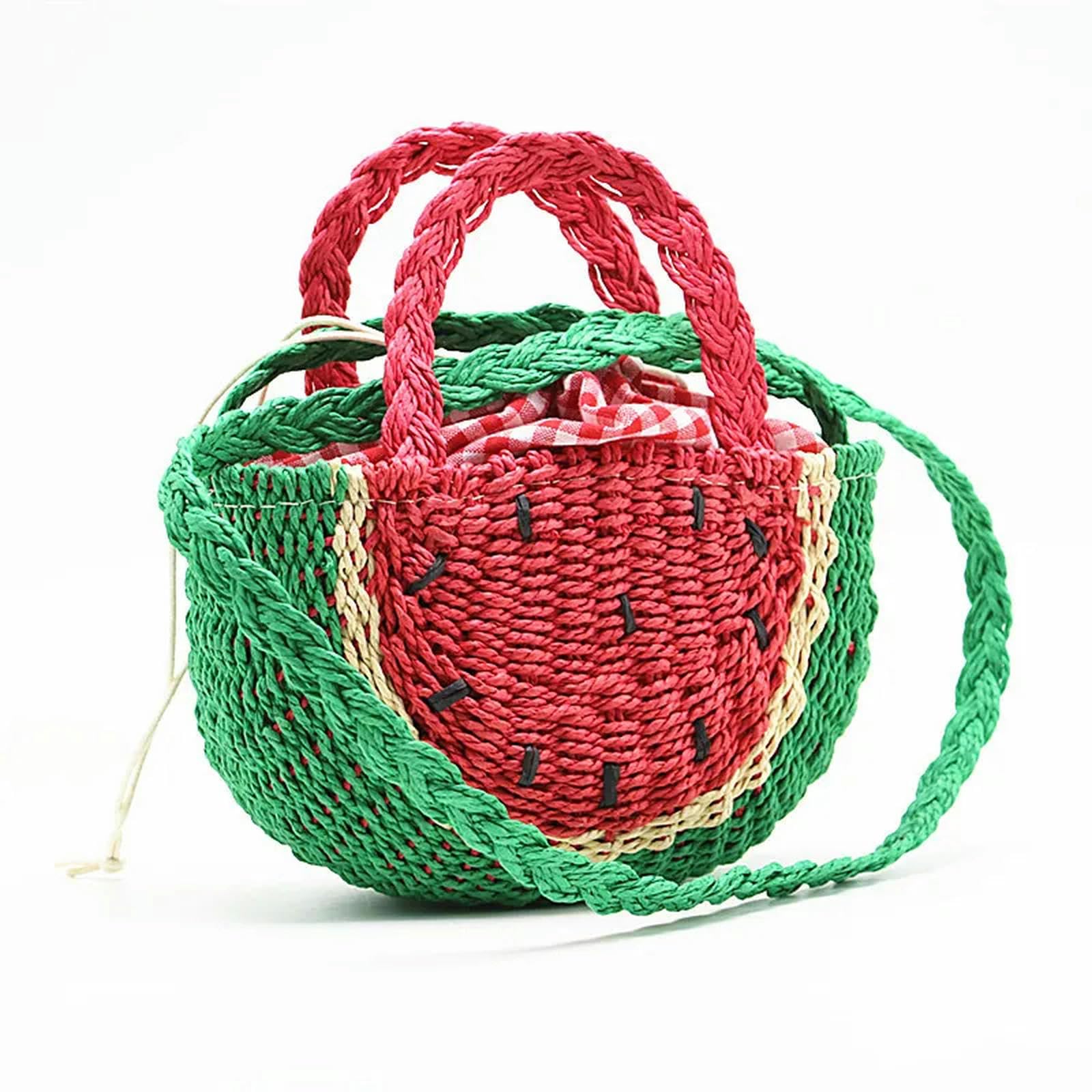 Borsa Paglia Anguria Straw Donne Borse A Spalla Femminile Crossbody Bag Handmade Frutta Borsa