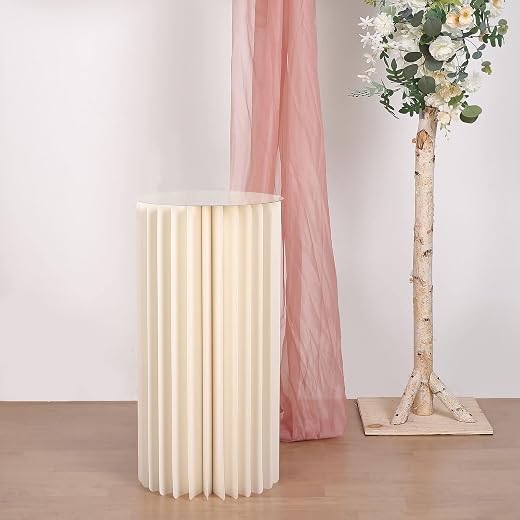 Ivory Accordion Cylinder Cardboard Pedestal Box
