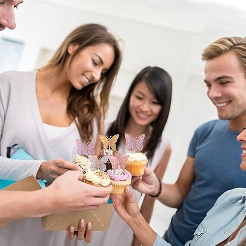 Miniatura 7 de 1 decoración de pastel de mariposa con purpurina 3D para decoración de pastel de cumpleaños de mariposa para boda, aniversario, baby shower, fiesta