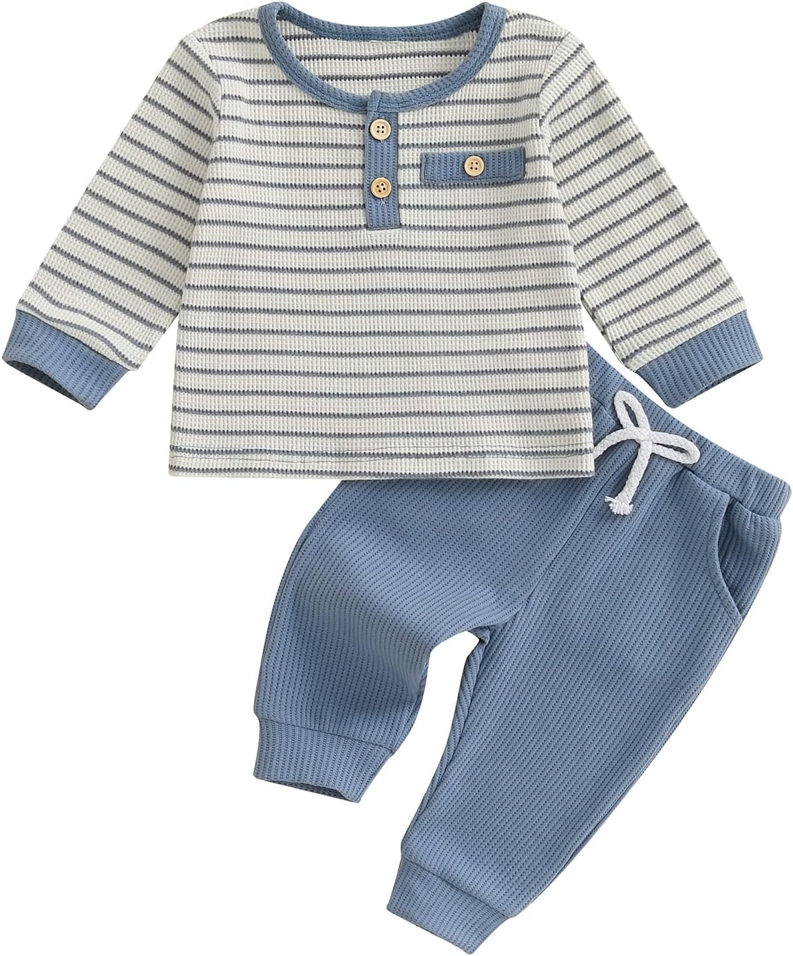 FOMOYUU Toddler Baby Boy Clothes Color Block Long Sleeve Sweatshirt Pullover Tops + Solid Pants Spring Fall Winter Outfits