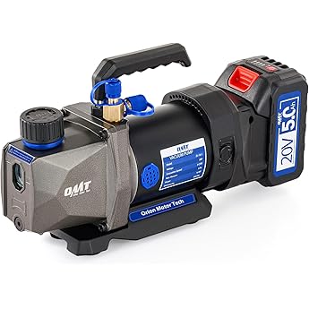 AG AUTOGEN Innovative Auto Genius AUTOGEN Cordless Vacuum Pump with Pressure Gauge,3.5CFM 18V Lithium Battery DC Single Stage,5Pa Ultimate Vacuum,1/4HP Brushless Motor HVAC(AVP-WS)