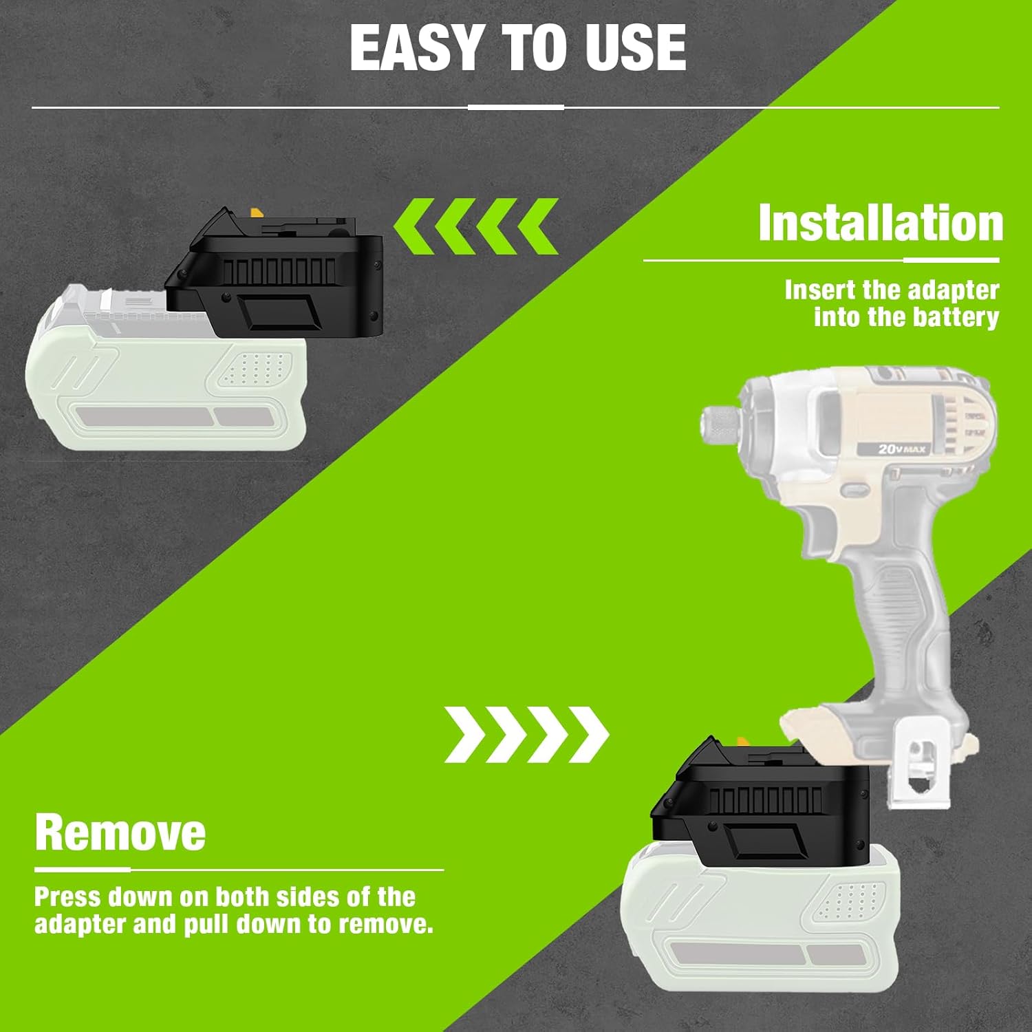 for Greenworks 40V to for Dewalt Battery Adapter,for Greenworks 40V Battery Convert to Work for Dewalt 20V Cordless Power Tool