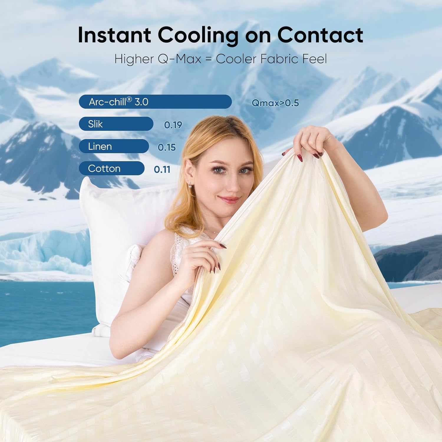 Elegear Revolutionary Cooling Blanket, Absorbs Heat to Keep Body Cool for Night Sweats, Double Sided Arc-Chill3.0 Cooling Fiber Q-Max>0.5, Lightweight Summer Cold Blankets for Sleeping 90" x 108" - Image 3