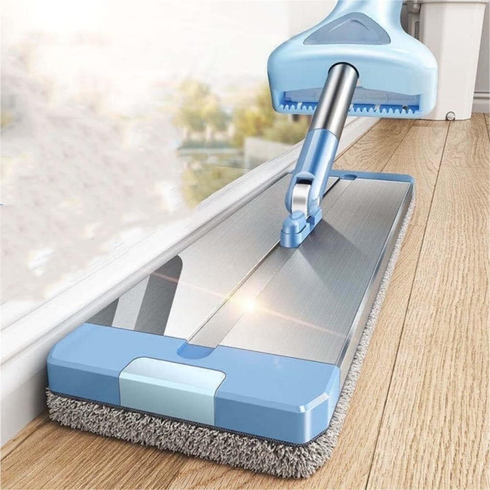 Trapeador De Piso Fregona Limpiadora De Suelos, Exprimidor para Lavar El Hogar Y La Cocina, Cabezal De Aluminio, Giratorio, para Secar Ventanas De La Casa Trapeador De Limpieza