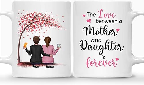 Gossby Taza personalizada para mamá  El amor entre madre e hija es para siempre  Regalo personalizado para cumpleaños, día de la madre mamá de hija