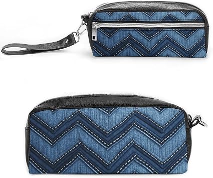 Large Capacity Pencil Pouch,Cute Pencil Case, Aesthetic Pencil Bag for Women, Gradient Blue Denim Printed Makeup Pouch,Fashion Stationery Pencil Case