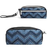 RLDOBOFE Large Capacity Pencil Pouch,Cute Pencil Case, Aesthetic Pencil Bag for Women, Gradient Blue Denim Printed Makeup Pouch,Fashion Stationery Pencil Case