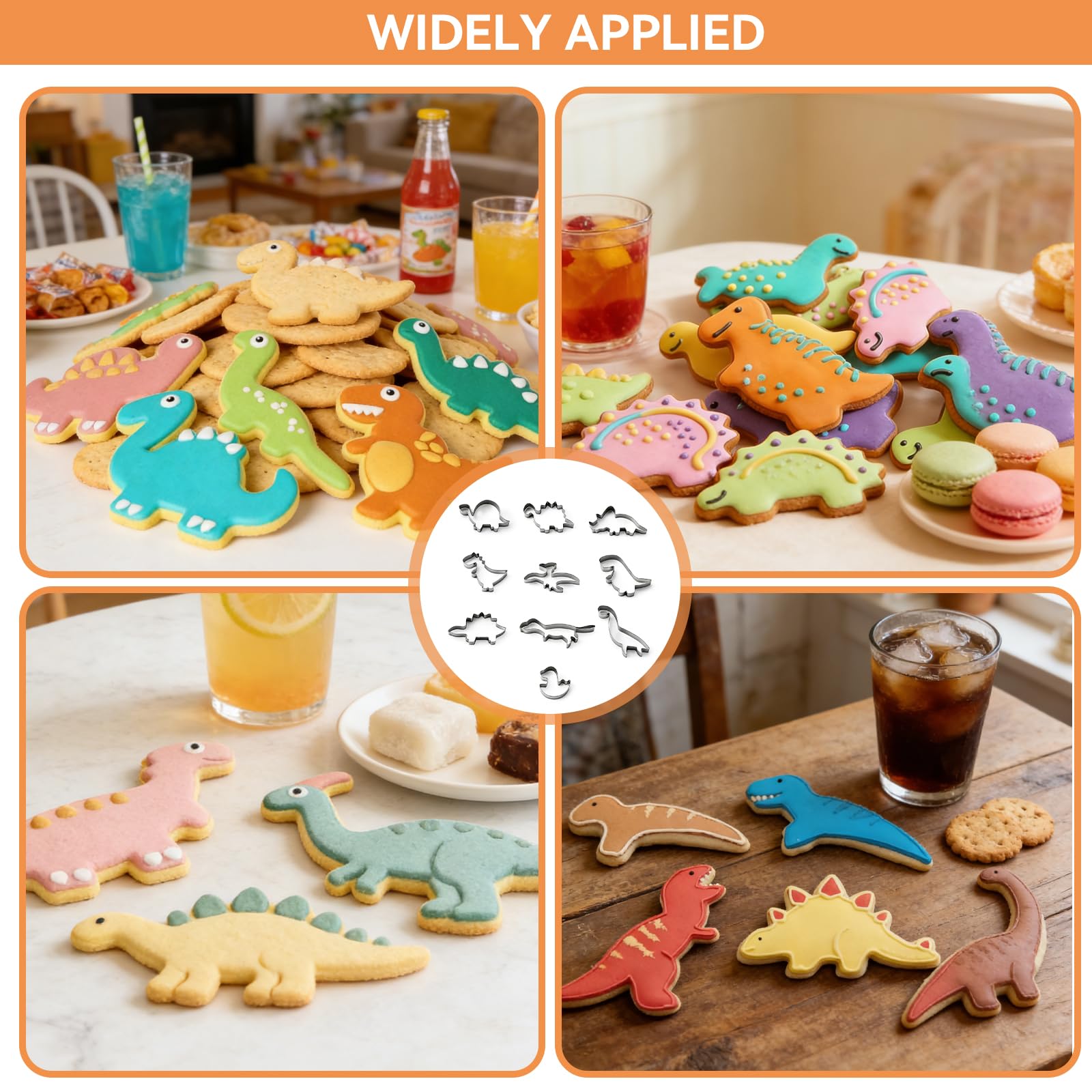 MINGBOLIN 10 Piezas Cortadores de Galletas Dinosaurio en Acero Inoxidable – Moldes Galletas y Cortador Galletas para Repostería Doméstica de Galletas, Chocolate y Pasteles — view 6