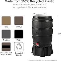 Vista 2 de RTS Home Accents Barril de lluvia ECO de 50 galones fabricado con plástico 100% reciclado, barril de recolección de agua de lluvia con parte trasera