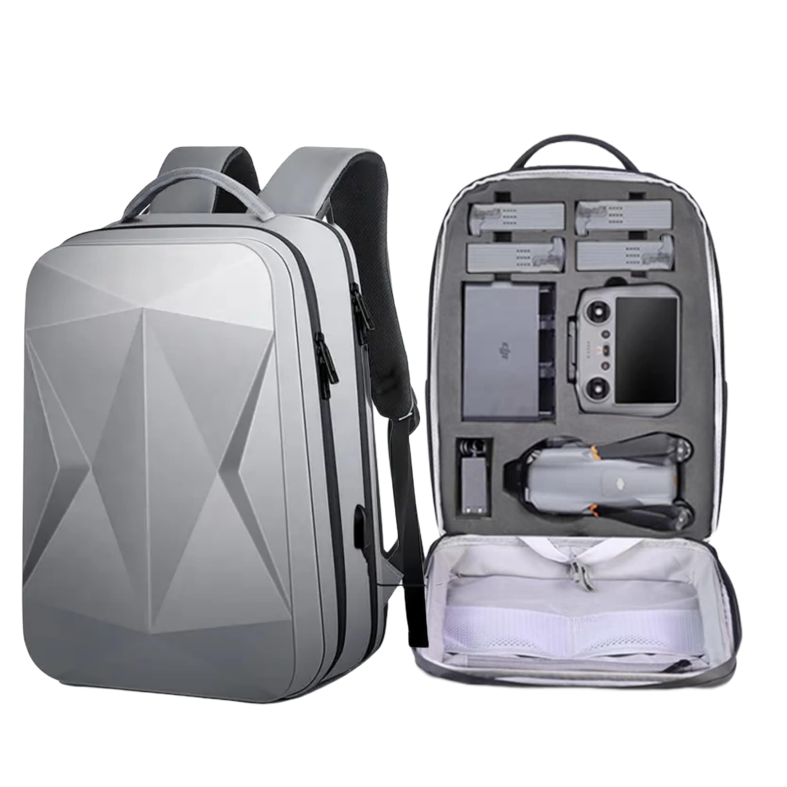 GetZget® Multipupose Carrying Case Bag Compatible with Dji Air 3 & Accessories Storage Hard Waterproof Backpack with Safety Belt & EVA Foam (For Air 3, Grey)-image-17