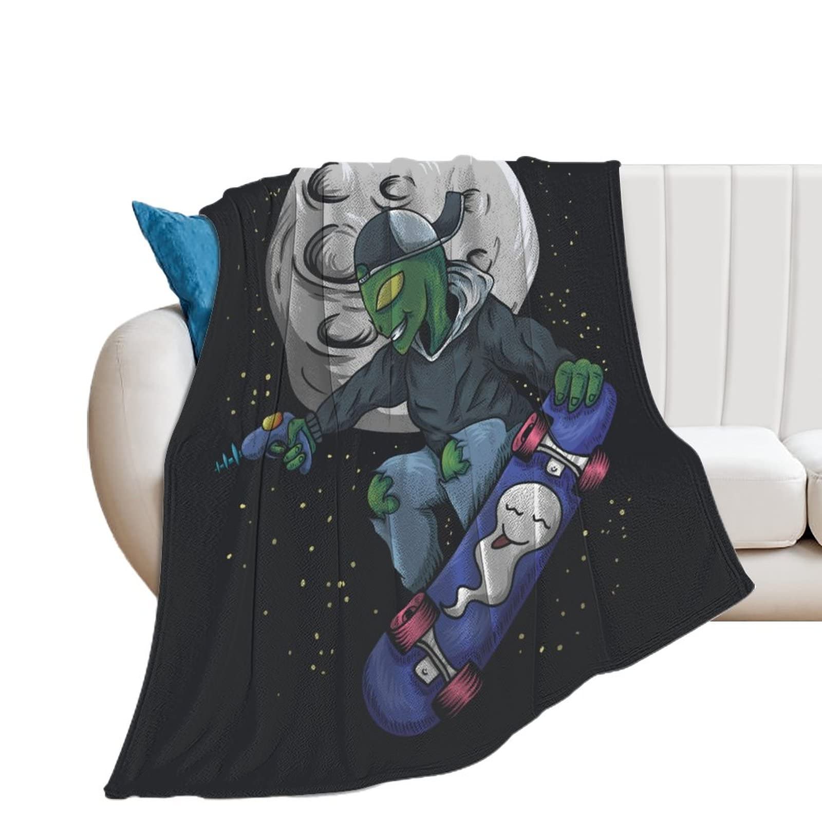Couverture polaire extraterrestre anti-froid en flanelle douce pour lit et canapé